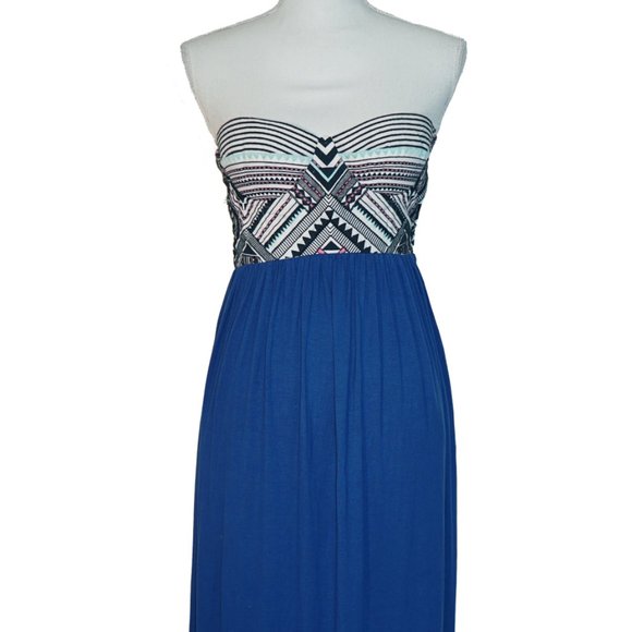 Mara Hoffman Strapless Bustier Maxi Dress w/ Geometric Embro… - Picture 4 of 8
